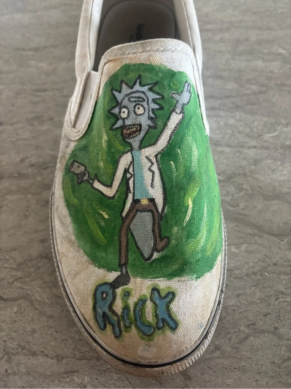 Men’s Slip-On Canvas Shoe with Green Rick Illustration Walmart shoes custom byme